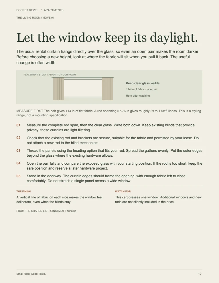 A page from the guide: Give the window its moment.