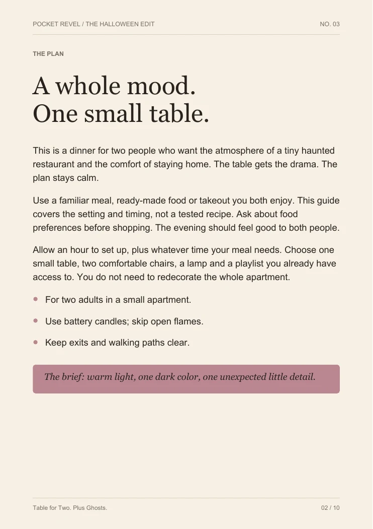 A page from the guide: Give the evening a plan.