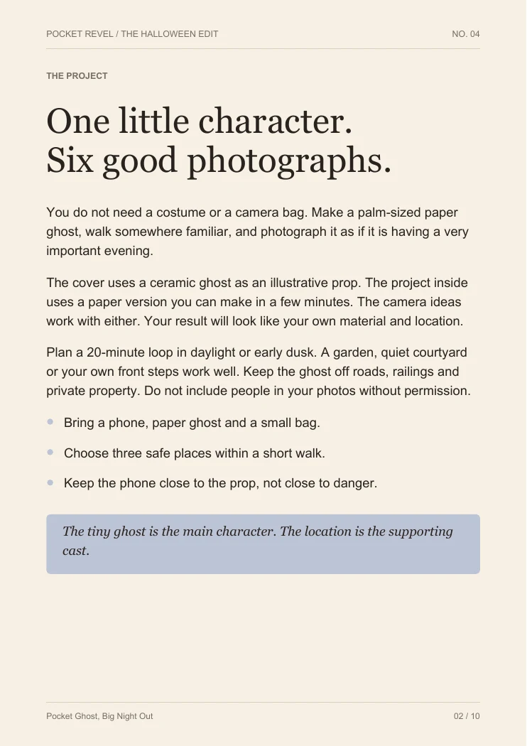 A page from the guide: Give it a little story.