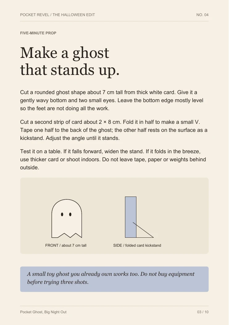 A page from the guide: Make the five-minute prop.