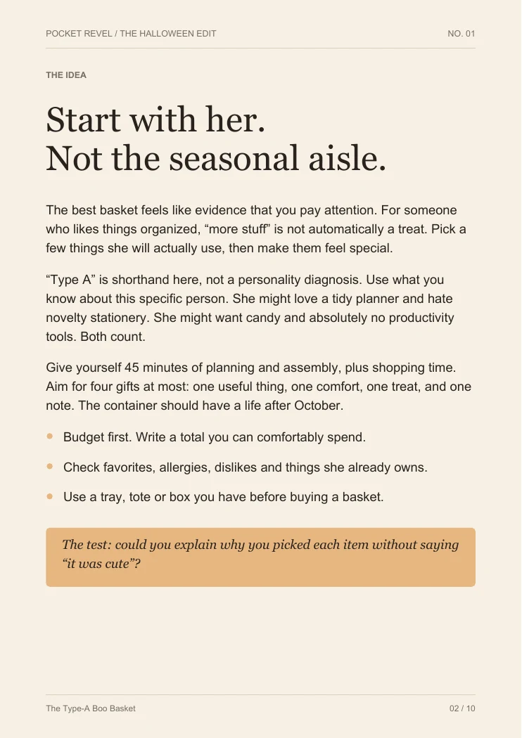 A page from the guide: Start with her.